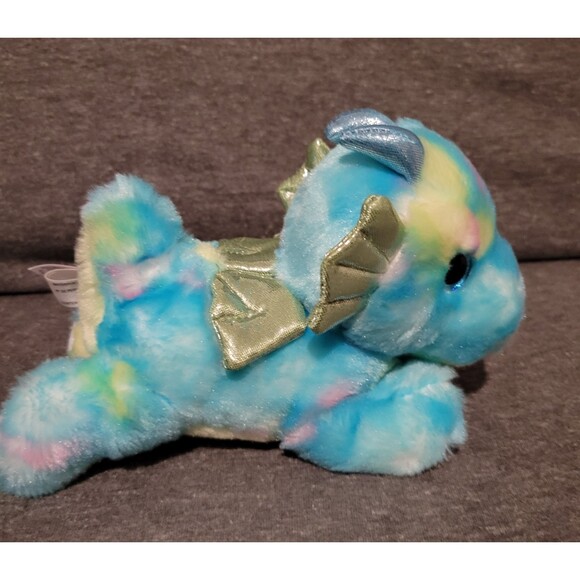Aurora Bright Fancies 7" Sprinkles Dragon Blue Plush Stuffed Animal - Picture 3 of 5